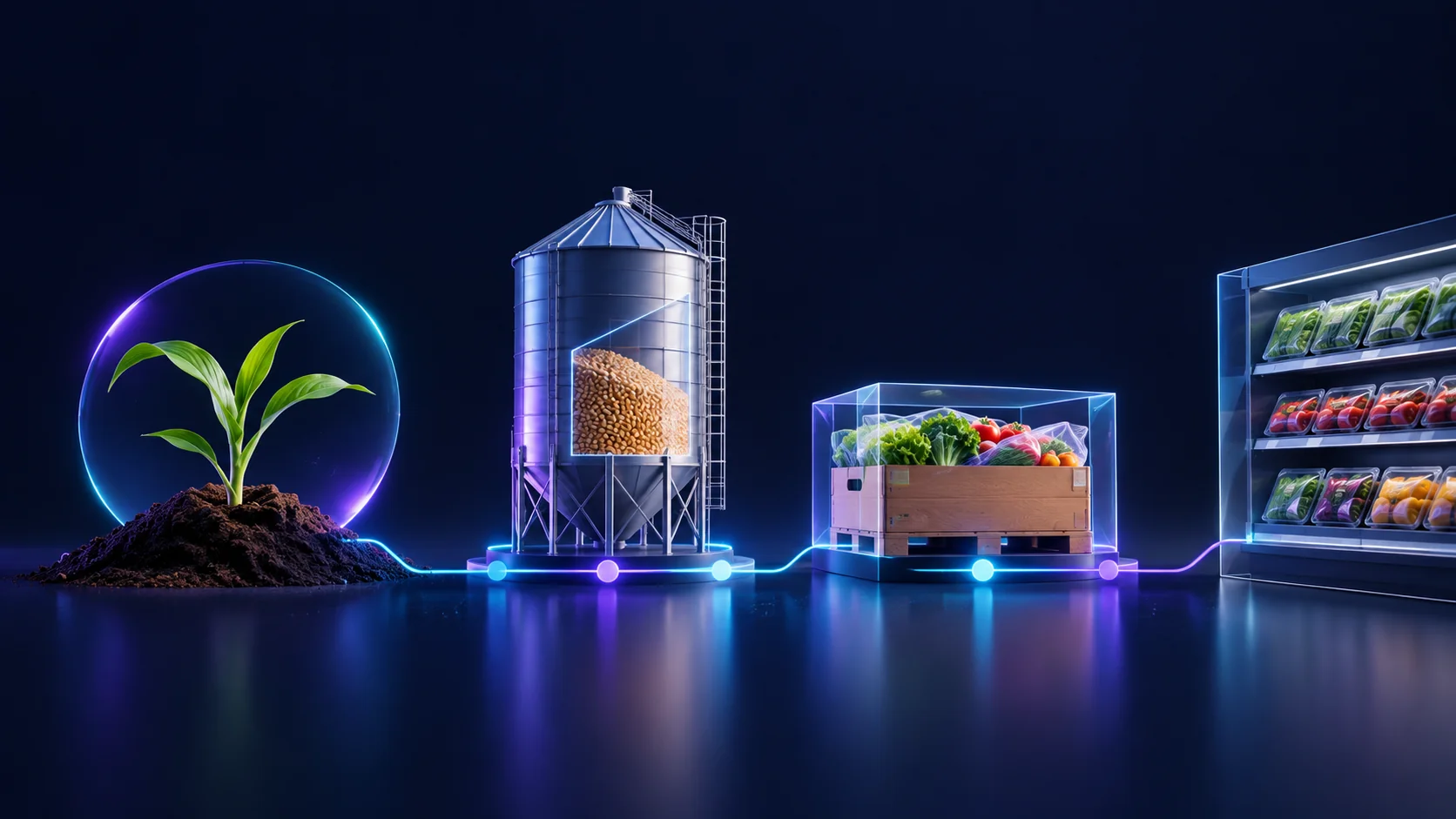 Cultivo, almacenamiento y distribución de alimentos conectados.