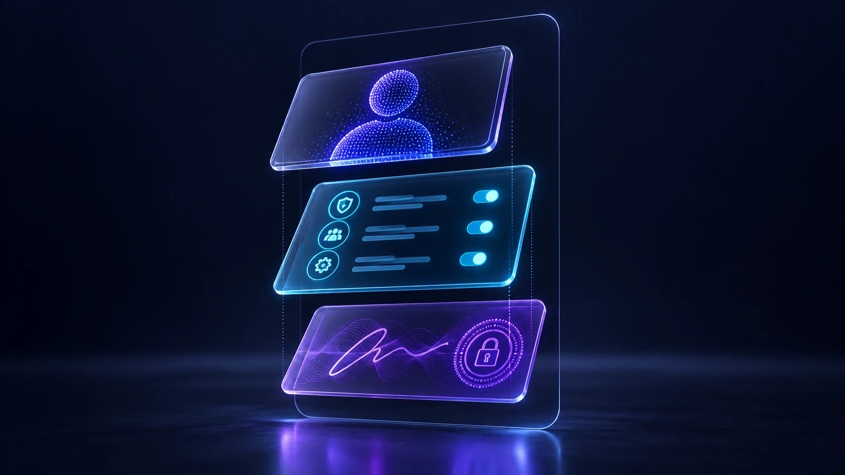 Capas de una identidad digital: sujeto, datos declarados y firma.